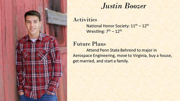 Justin Boozer school photo and biography