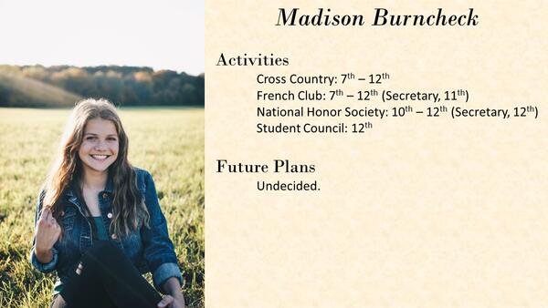 Madison Burncheck school photo and biography