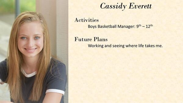 Cassidy Everett school photo and biography