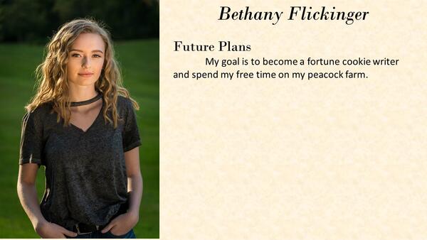 Bethany Flickinger school photo and biography