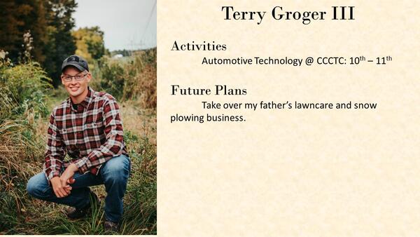 Terry Groger III school photo and biography
