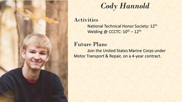 Cody Hannold school photo and biography