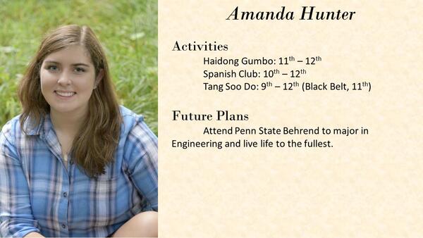 Amanda Hunter school photo and biography