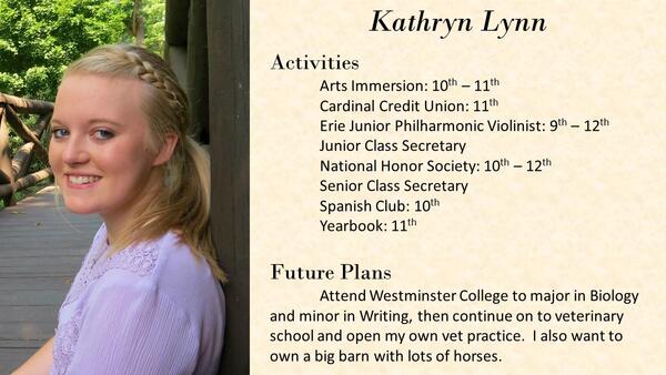 Kathryn Lynn  school photo and biography