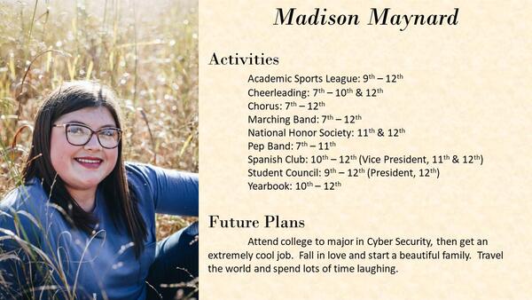 Madison Maynard  school photo and biography