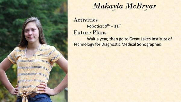 Makayla McBryar  school photo and biography