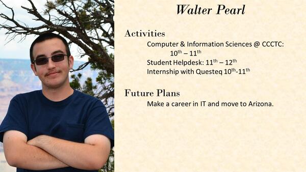 Walter Pearl  school photo and biography