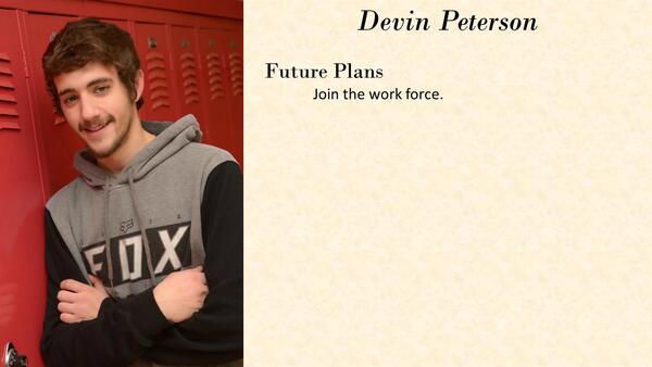 Devin Peterson  school photo and biography