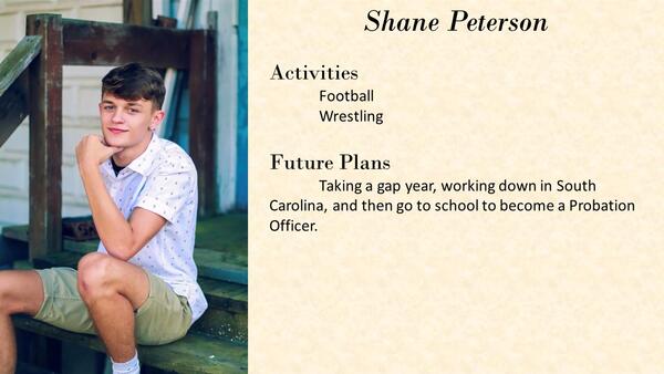 Shane Peterson  school photo and biography
