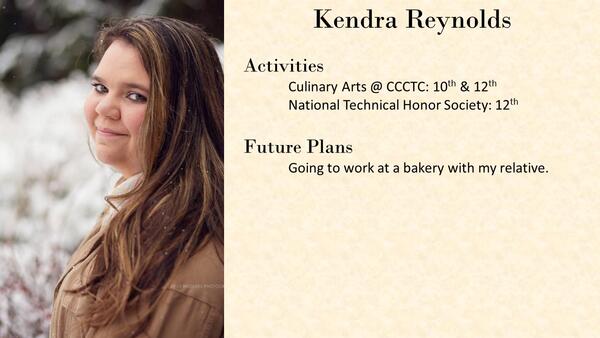 Kendra Reynolds  school photo and biography