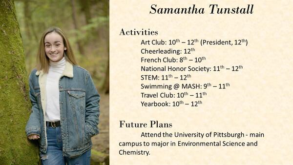 Samantha Tunstall  school photo and biography