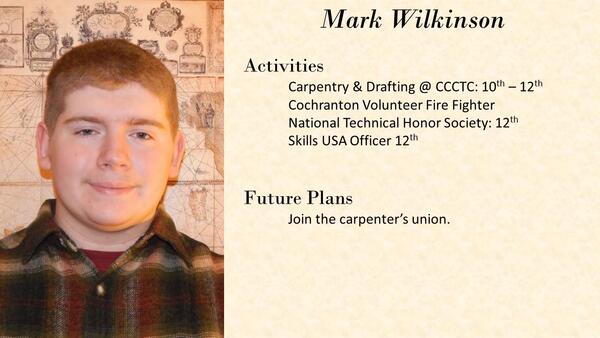 Mark Wilkinson  school photo and biography